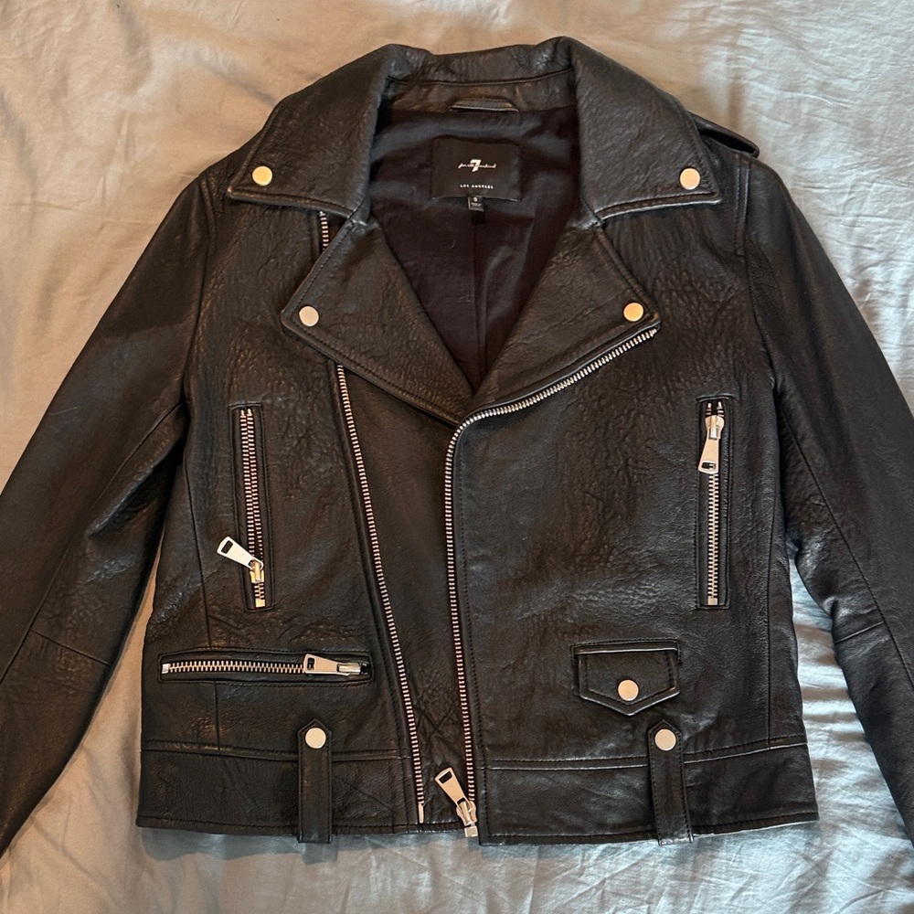 7 For All Mankind Black Leather Jacket